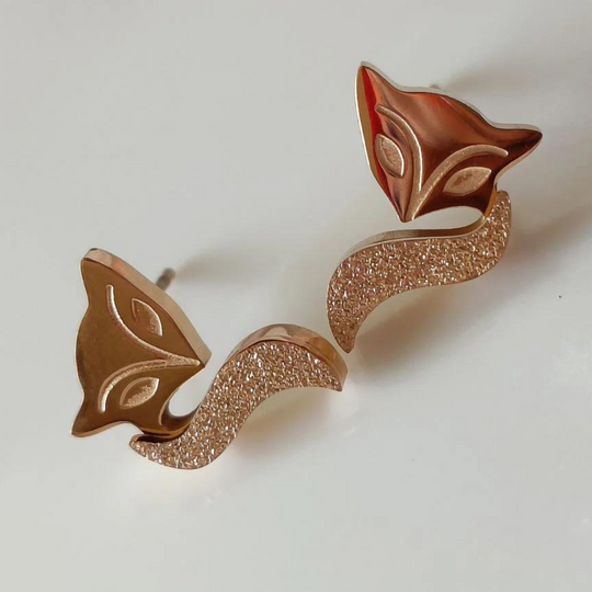 RoseGold Frosted Fox Tail Studs