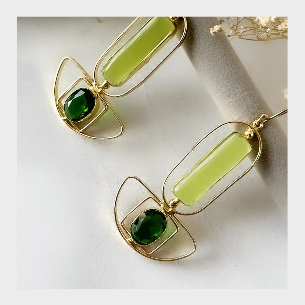 The Green Carnation Brass Earrings