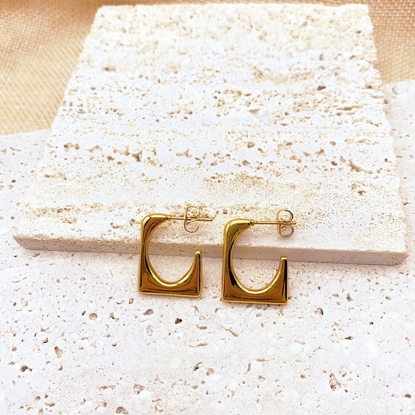 The Perfect Rectangle Gold Plated Hoops