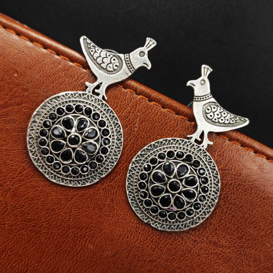 Peacock Earrings | Unique Oxidized Jewelry