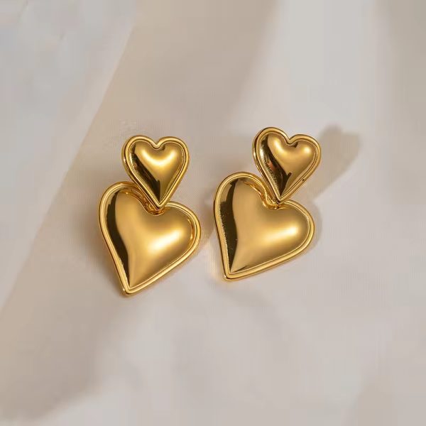 Double the heart Stainless Steel Earrings