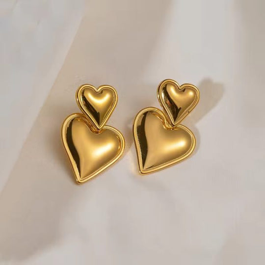 Double the heart Stainless Steel Earrings