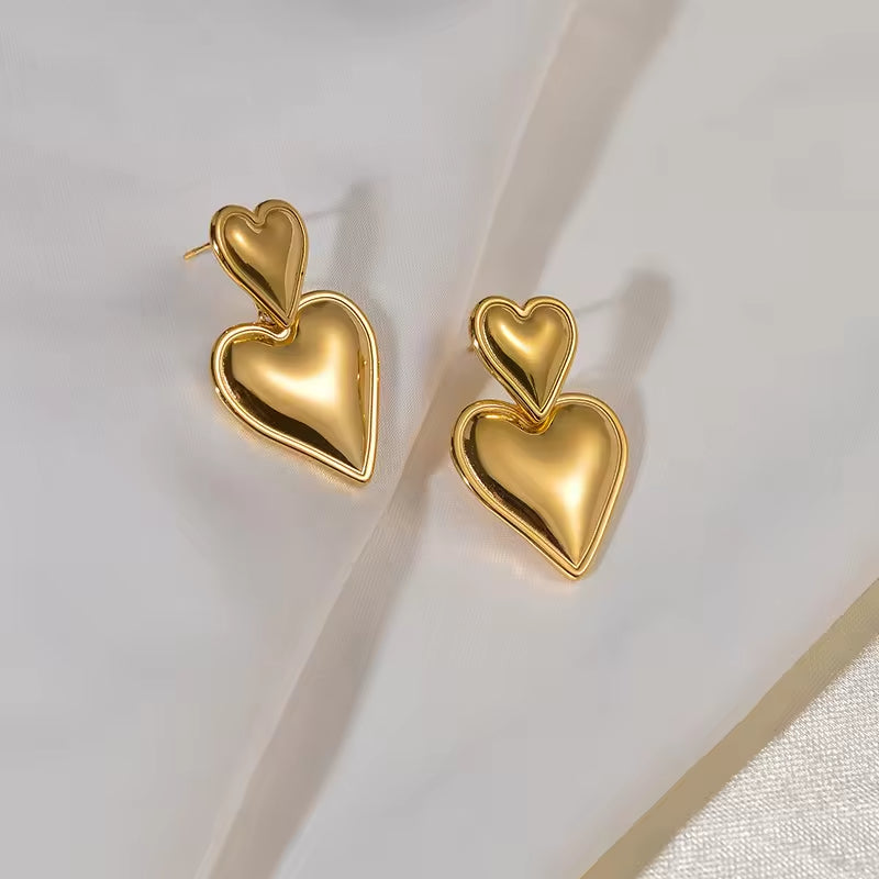 Double the heart Stainless Steel Earrings