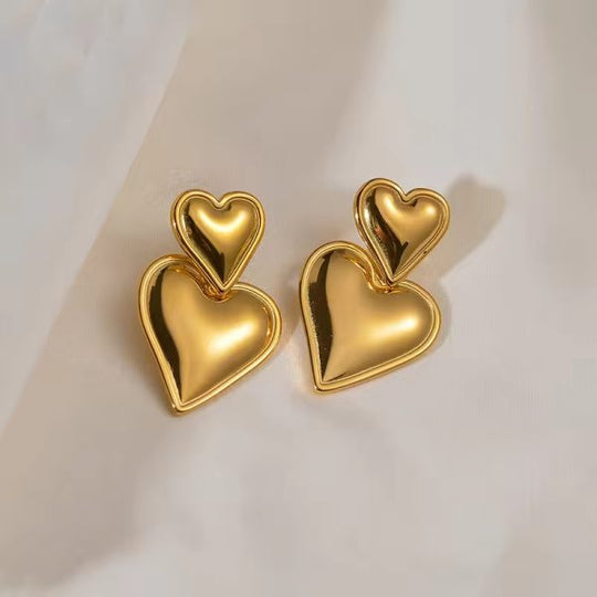 Double the heart Stainless Steel Earrings