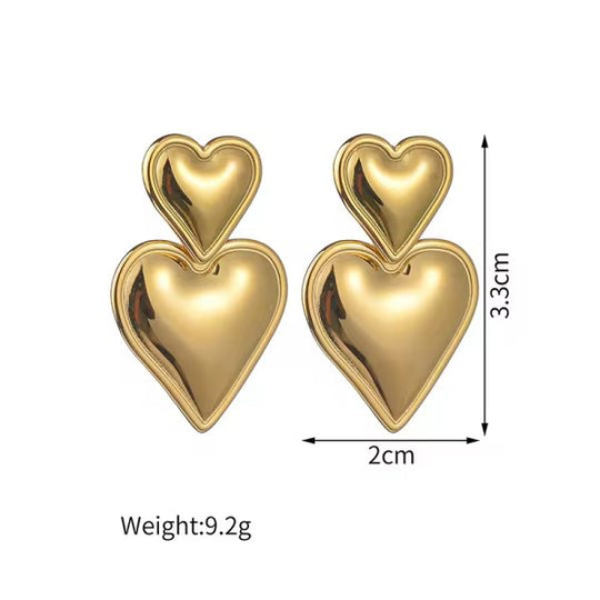 Double the heart Stainless Steel Earrings